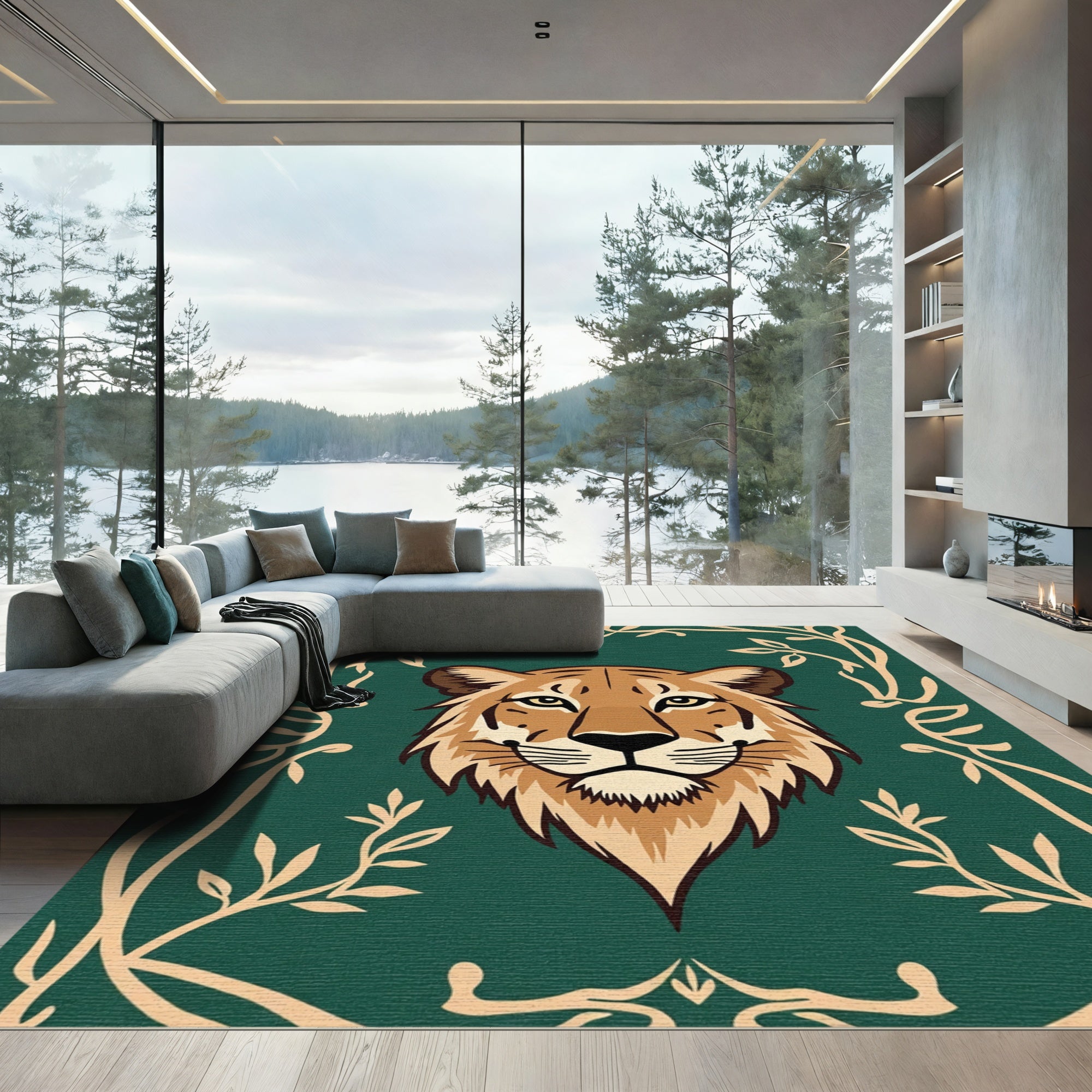 Amber Feline Forest Scroll Rugs Rug