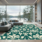 Teal Cream Organic Paisley Rug