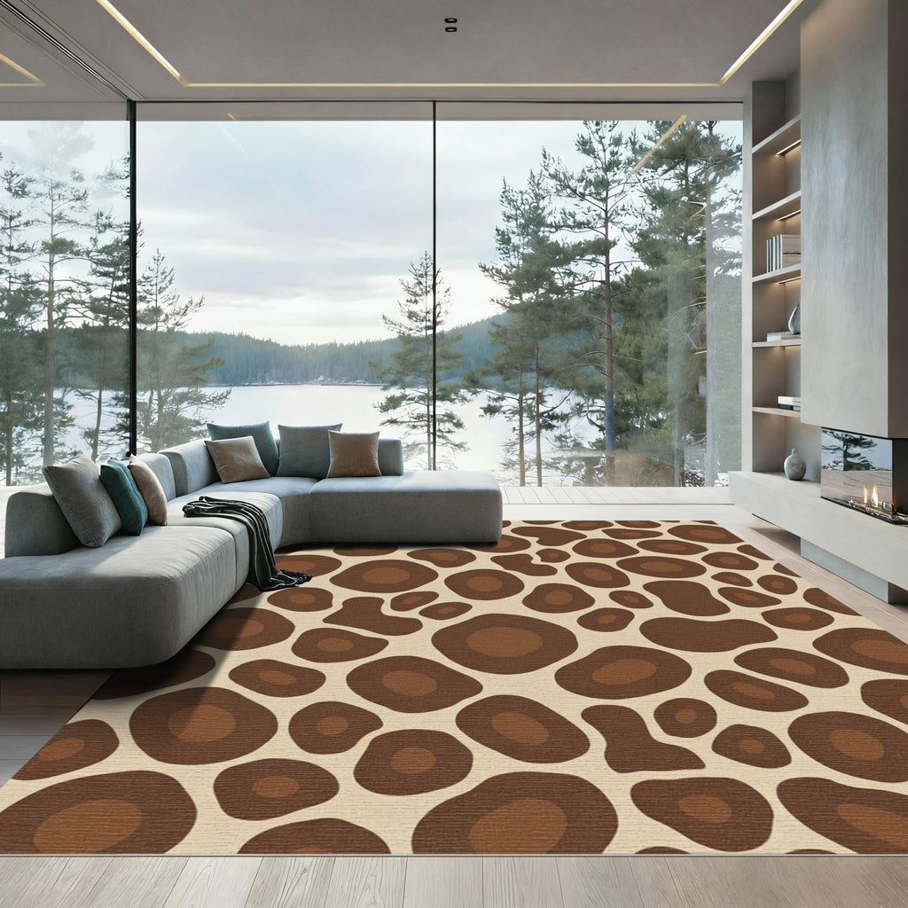 Earthy Brown Abstract Spots Rug