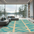 Teal River Flow Stripe Rug