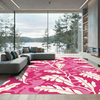 Pink Cream Camouflage Floral Vines Rug