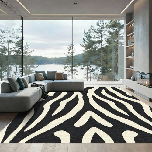 Bold Black Ivory Zebra Stripes Rug