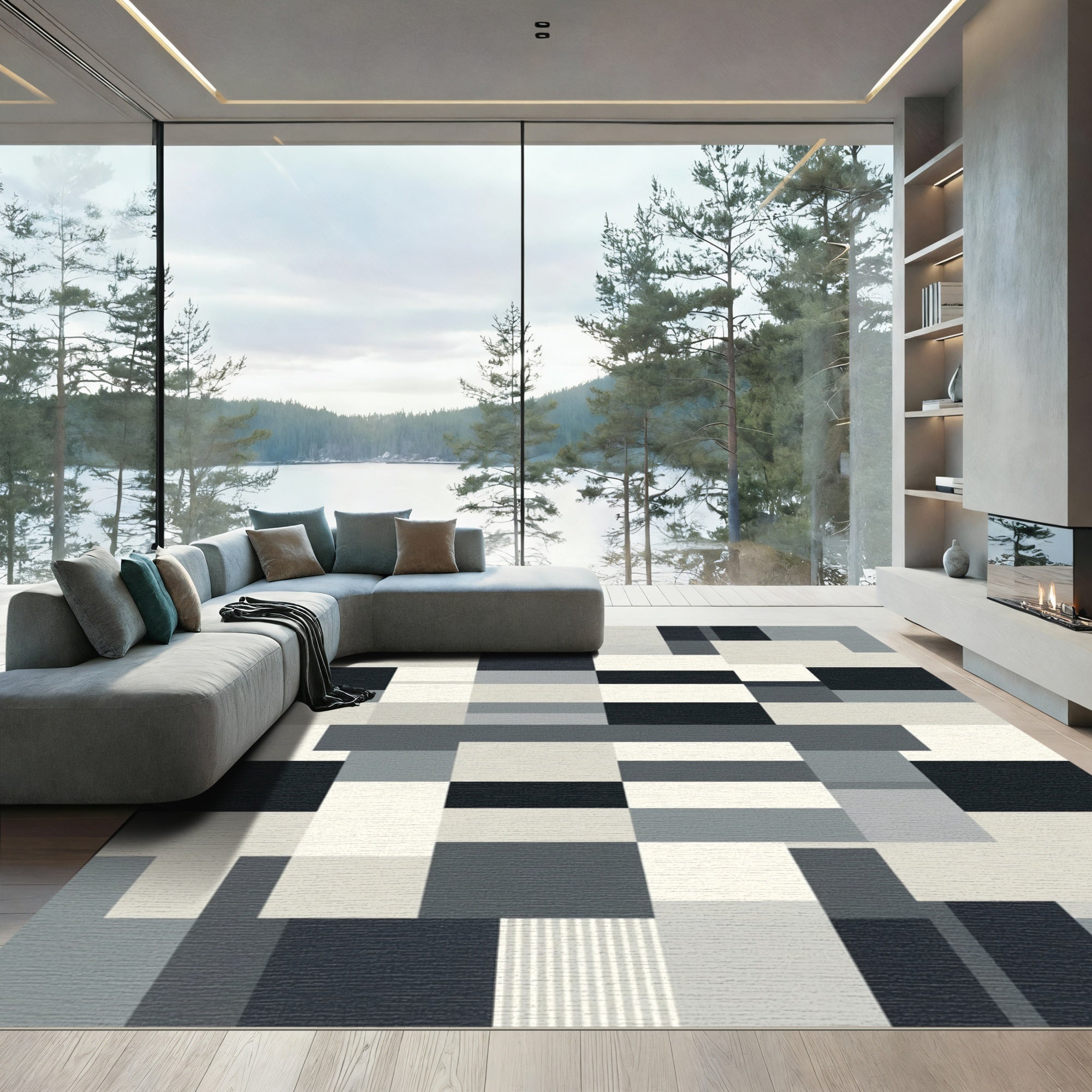 Monochromatic Geometric Block Composition Rug