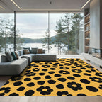 Black Floral Ochre Dot Spot Rug