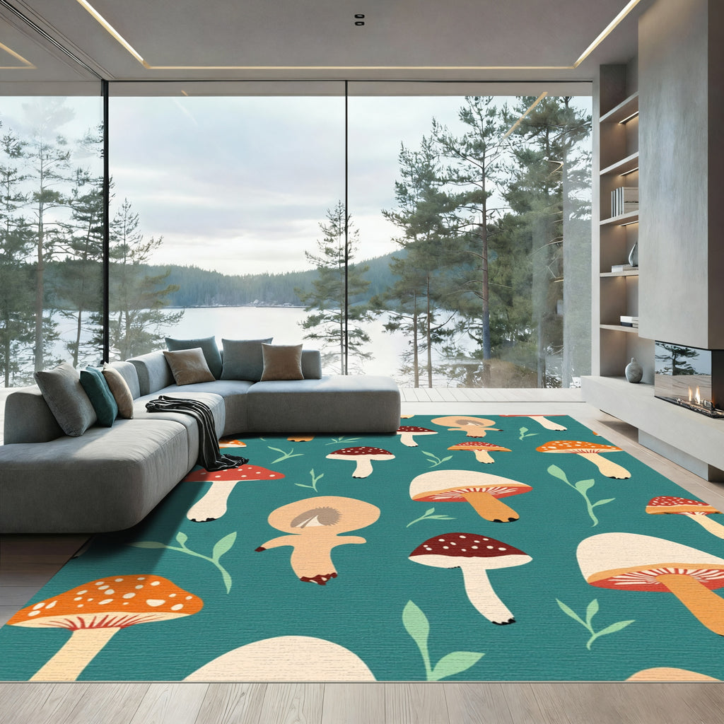 Whimsical Multi Mushroom Forest Whimsy Rug
