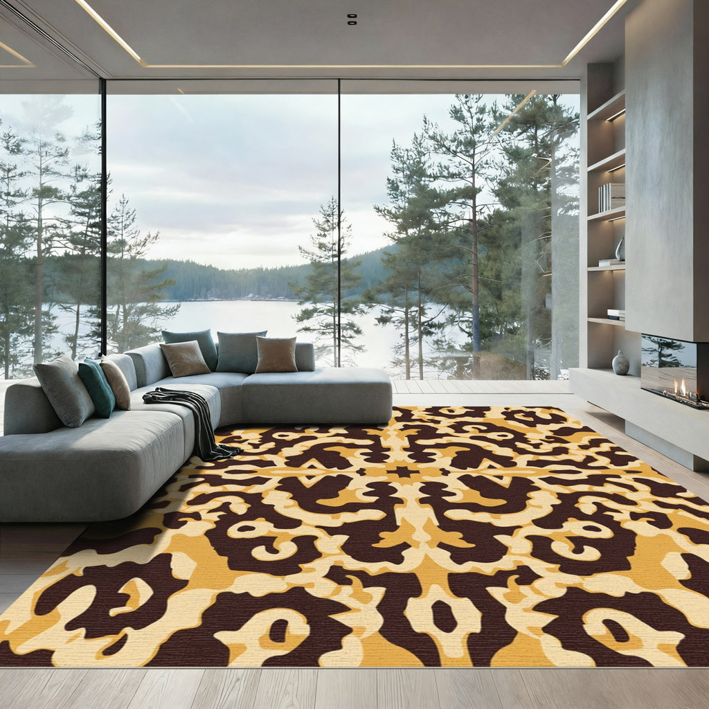 Rich Ochre Baroque Ornamental Rug