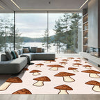 Brown Mushroom Whimsical Pattern Rug