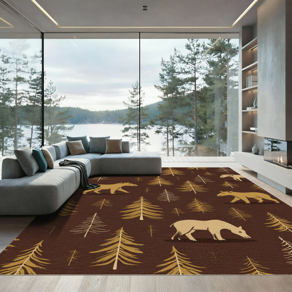 Golden Forest Animals Trees Rug