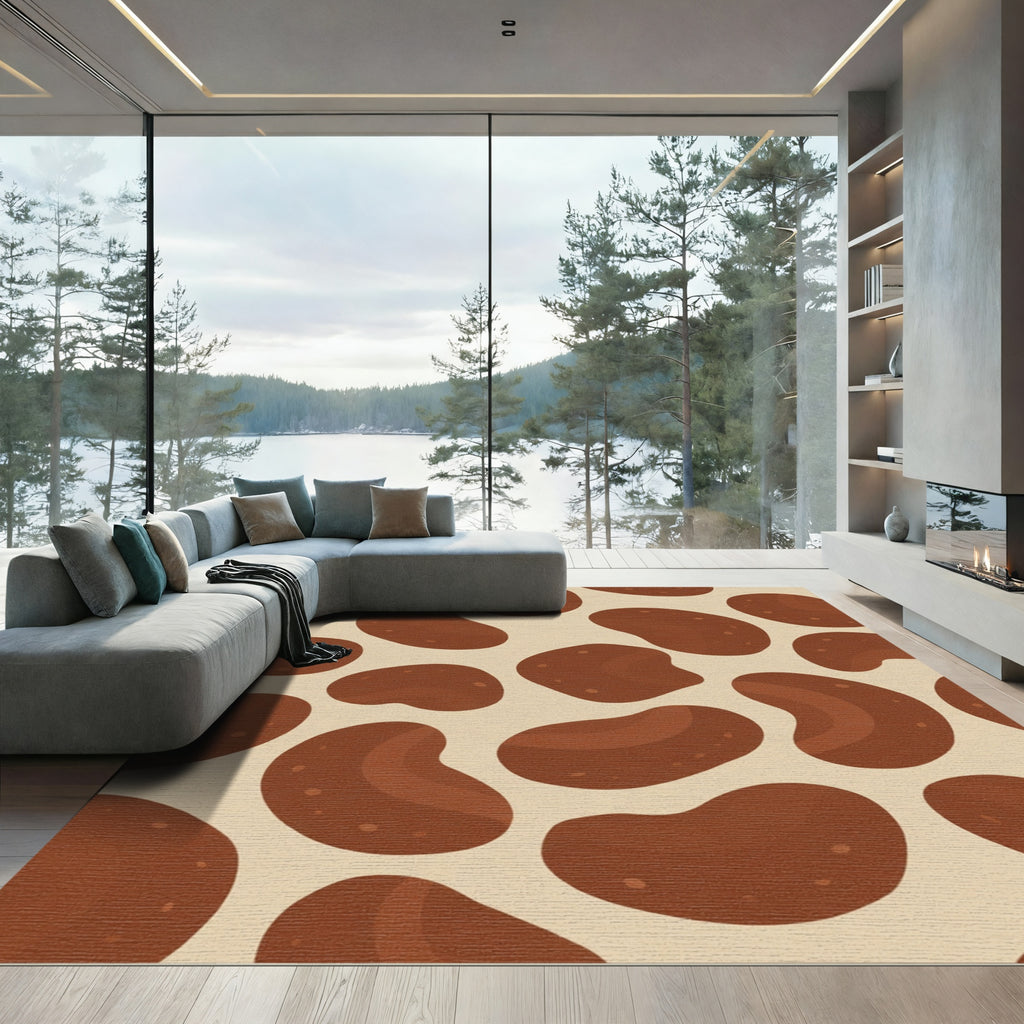 Brown Bean Scattered Organic Composition Rug