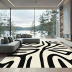 Abstract Black Organic Striped Rug
