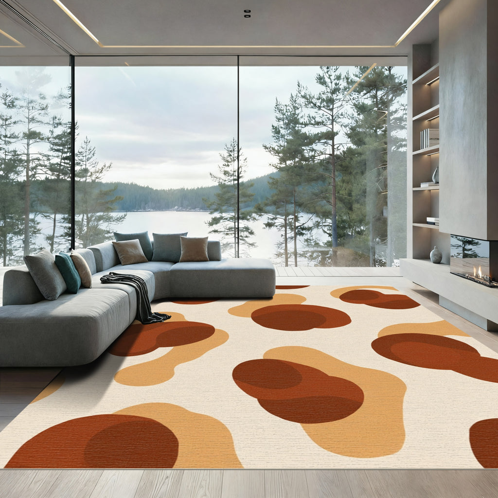 Earthy Abstract Blob Composition Rug