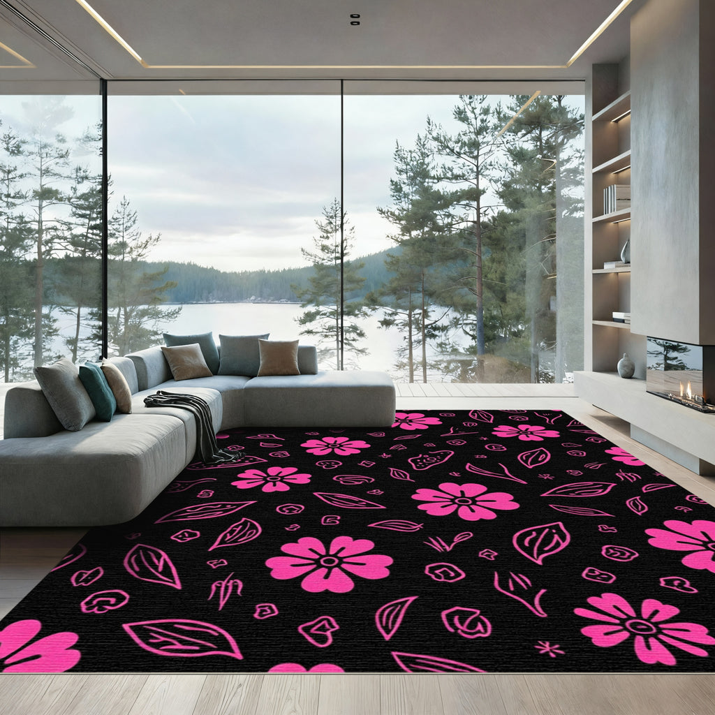 Hot Pink Cherry Blossom Scatter Rug