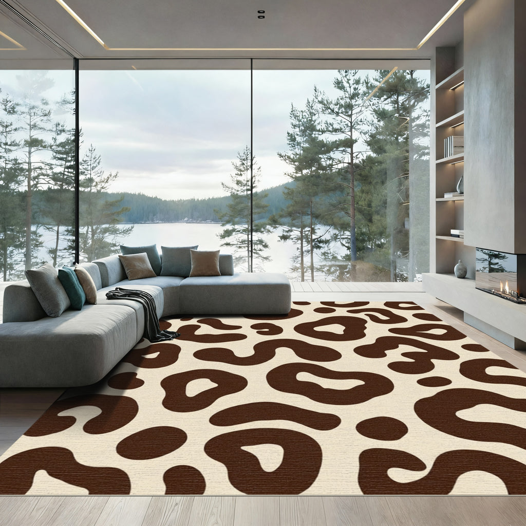 Brown Cream Jagged Spots Rug