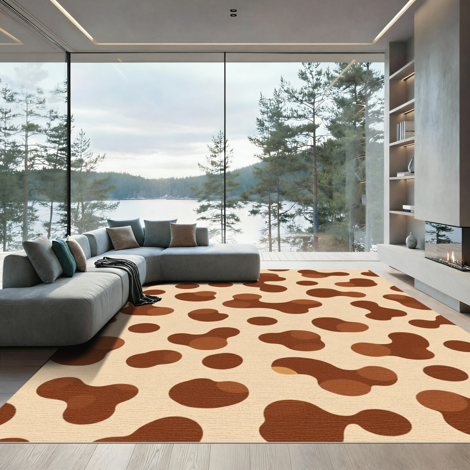 Brown Blob Spotty Terrain Rug