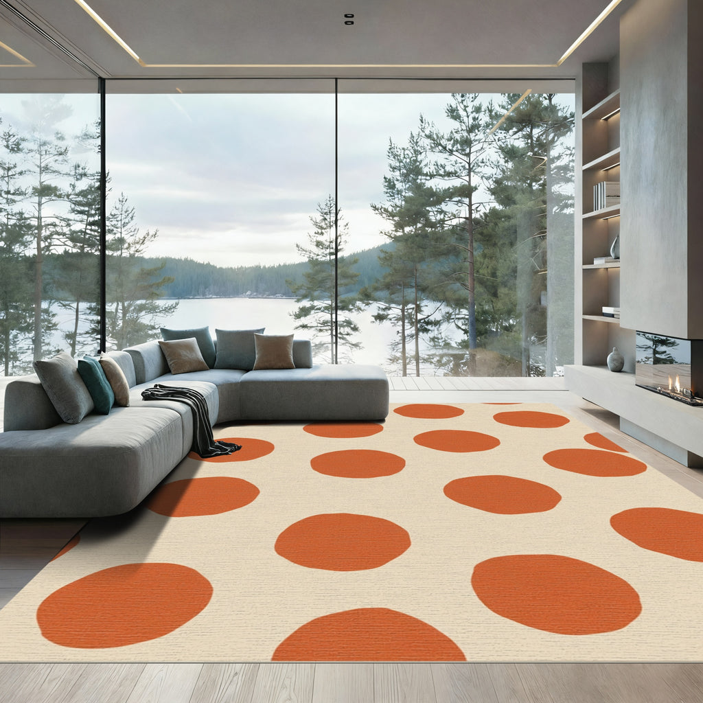 Terracotta Circles On Cream Background Rug