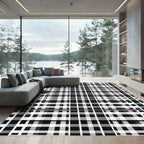 Monochromatic Grid Line Plaid Rug