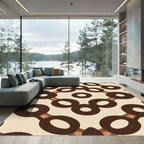 Brown Cream Ring Chain Pattern Rug