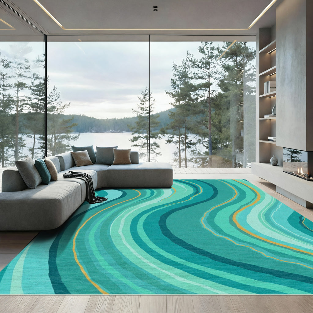 Turquoise and Orange Swirl Agate Rug