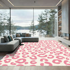 Pink Cream Leopard Spots Rug