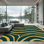 Golden Wave Abstract Navy Interior Rug