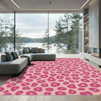 Pink Leopard Spots Contemporary Animal Rug