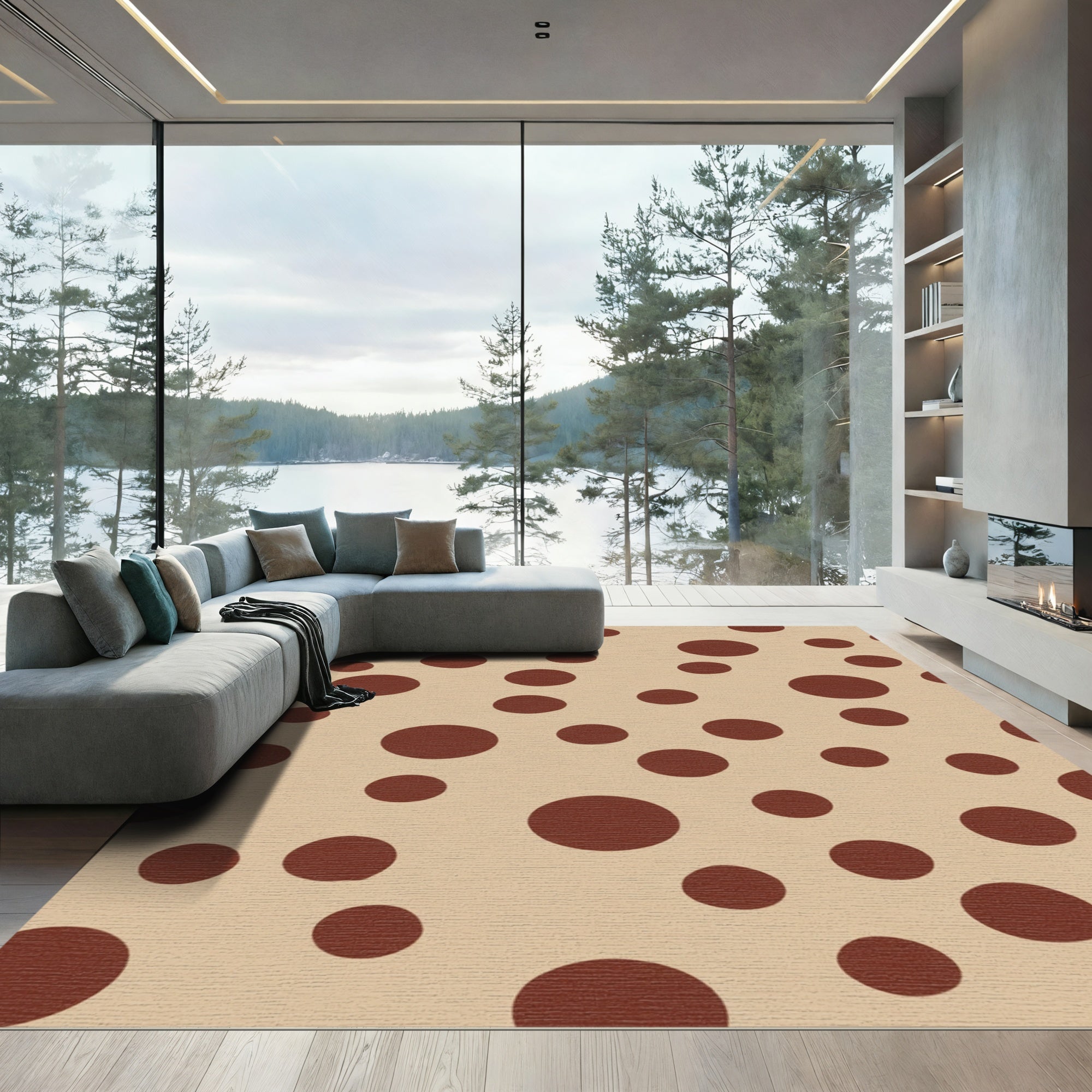 Brown Polka Dot Scatter Rug