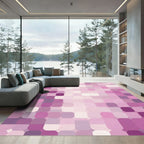 Soft Pink Gradient Square Mosaic Rug