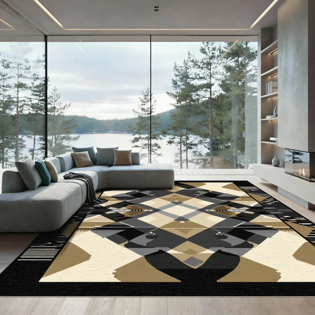 Geometric Abstract Sandstone Diamond Rug