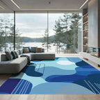 Abstract Cobalt Amorphous Organic Shapes Rug