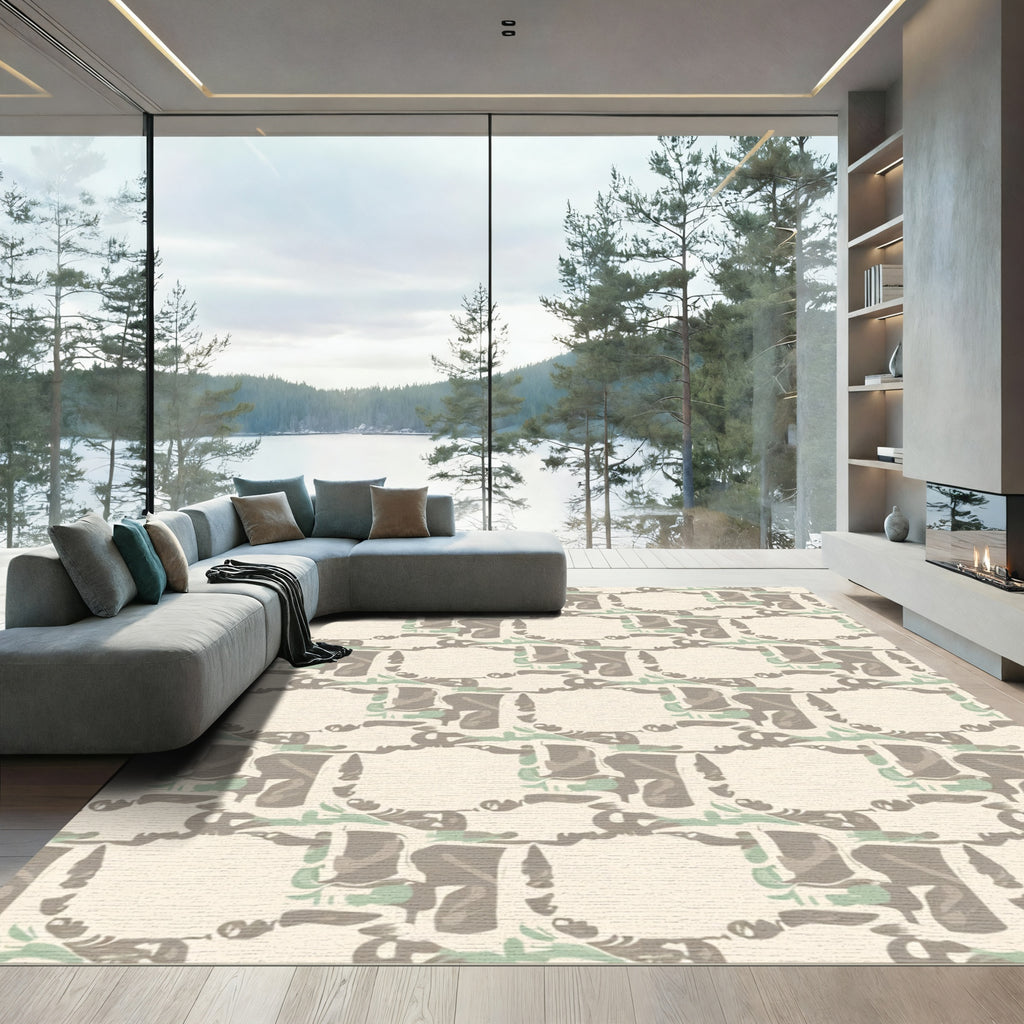 Earthy Neutral Camo Square Rug