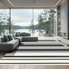 Modern Navy Gray Striped Rug