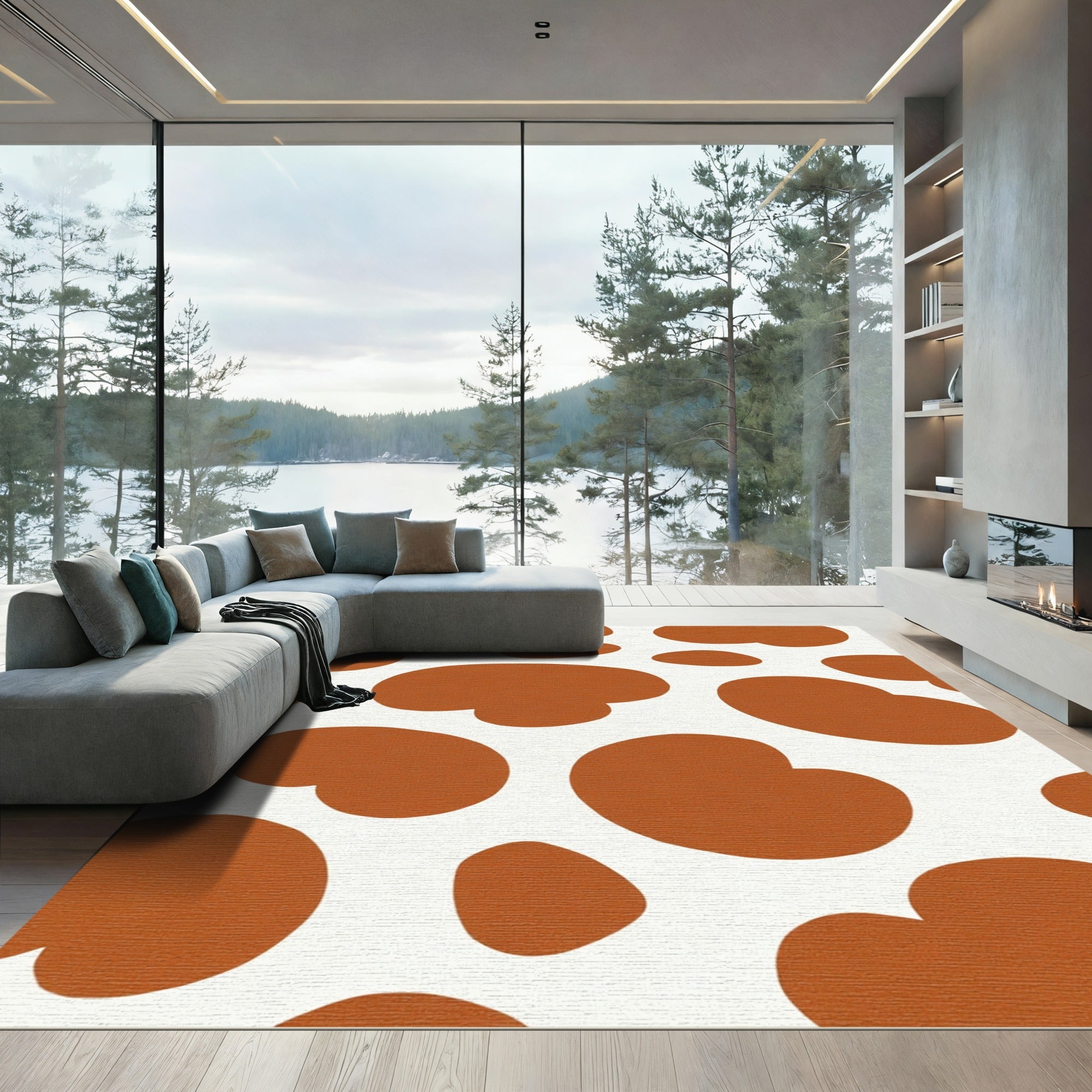 Rustic Brown Blob Spotty Rug
