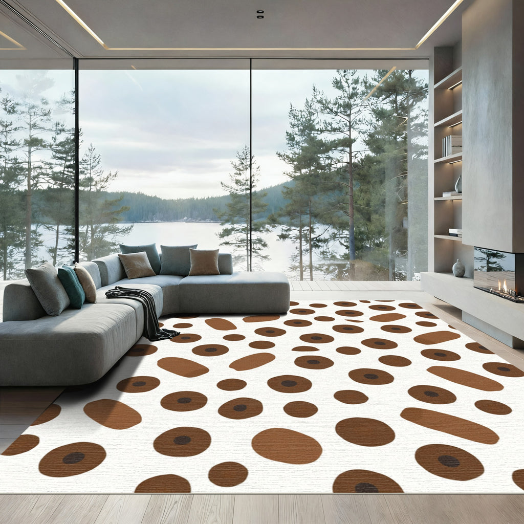 Brown Circles and Ovals Scatter Rug