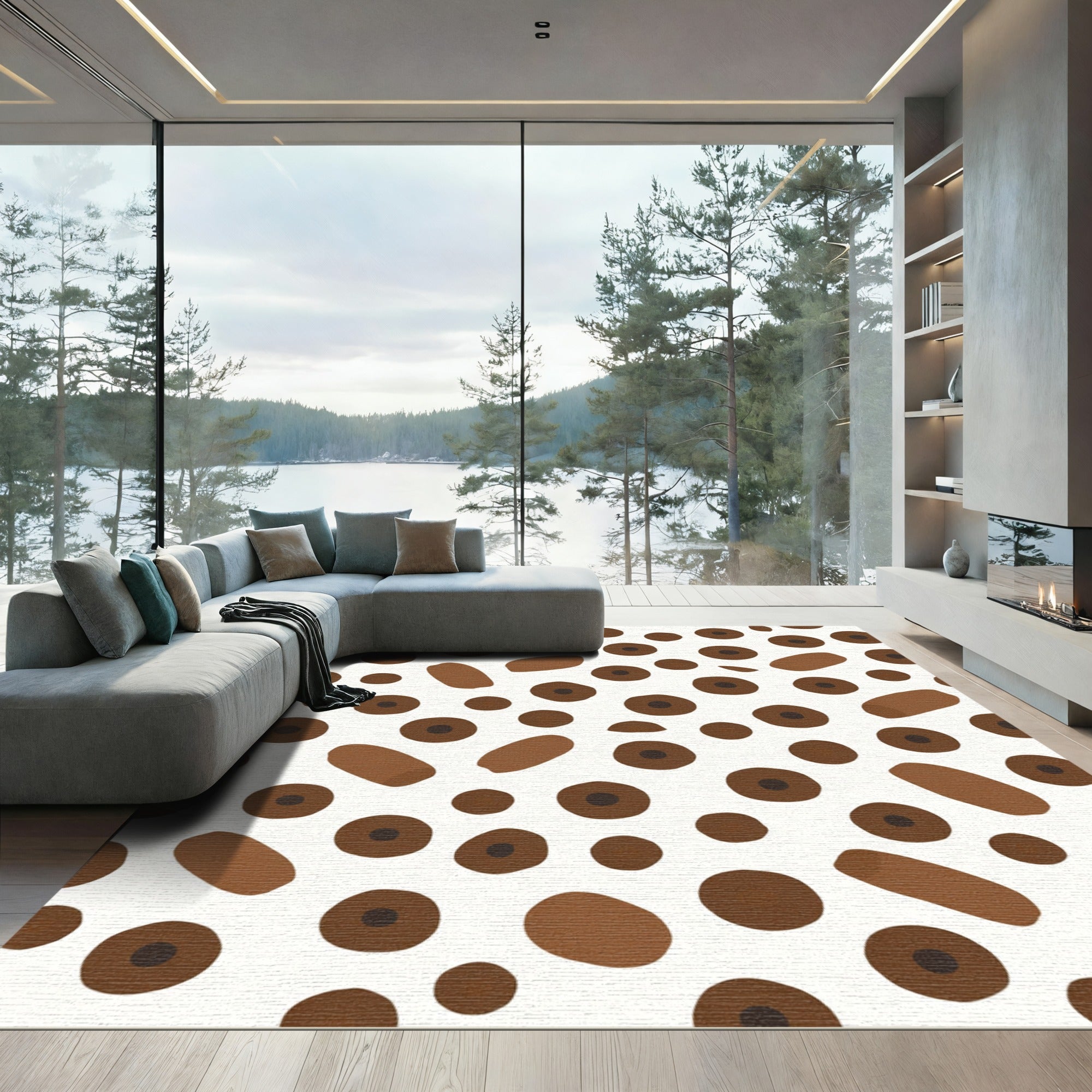 Brown Circles and Ovals Scatter Rug
