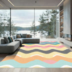 Pastel Wavy Stripes With Soft Hues Rug
