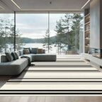Minimalist Cream Black Striped Rug