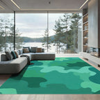 Abstract Forest Camouflage Organic Shapes Rug