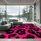 Vivid Pink Black Ocelot Splash Rug
