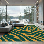 Amber Teal Abstract Zebra Bars Rug