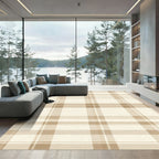 Classic Beige Plaid Grid Rug