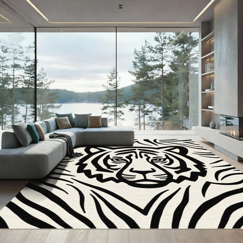 Bold Black Tiger Stripes Rug