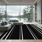 Clean Black White Vertical Lines Rug