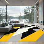 Bold Black Yellow Geometric Angles Rug