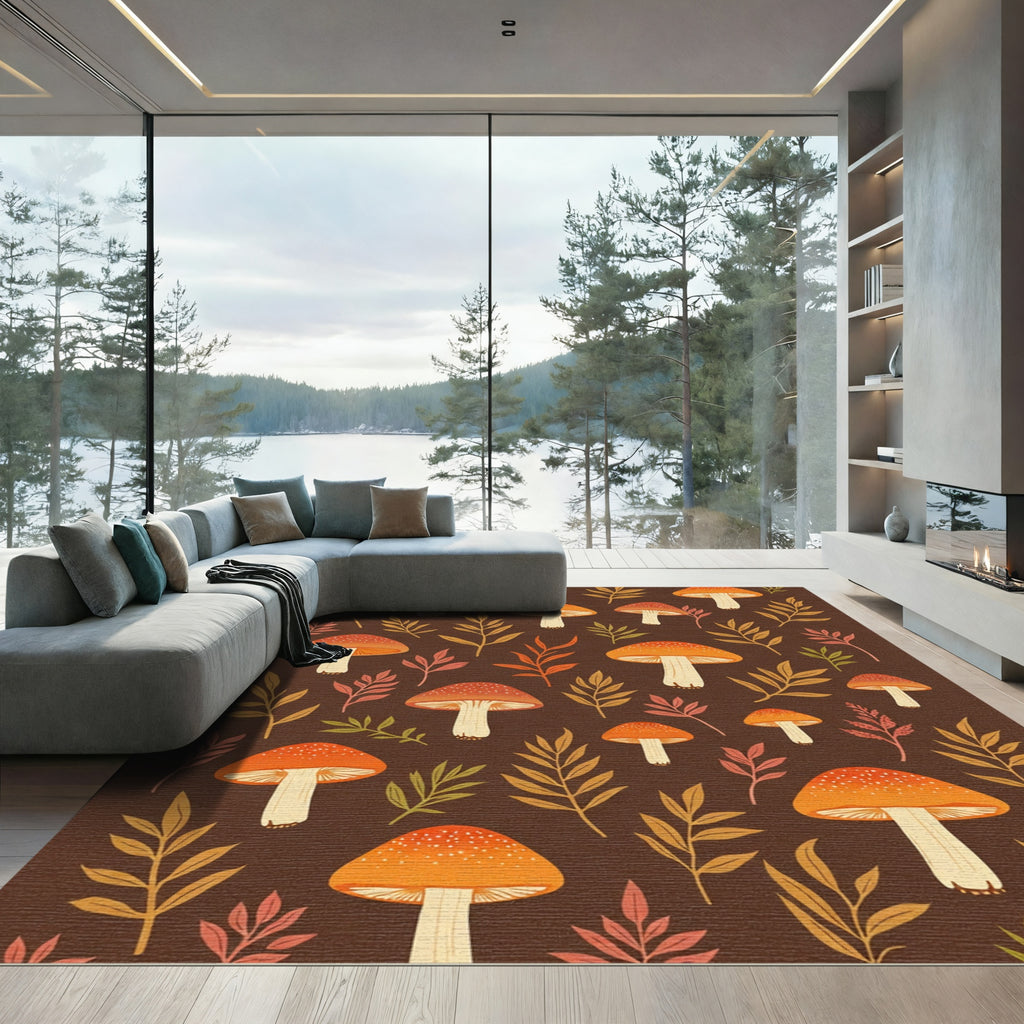 Autumn Mushroom Leafy Meadow Rug