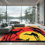Sunset Giraffe Herd Silhouette Rug