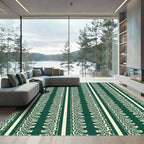 Emerald White Vertical Stripe Ribbon Rug