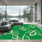 Emerald Green Cream Leafy Branch Rug