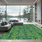 Emerald Green Baroque Swirl Rug