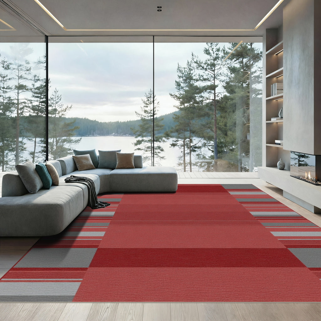 Crimson Gray Graduated Stripe Rug