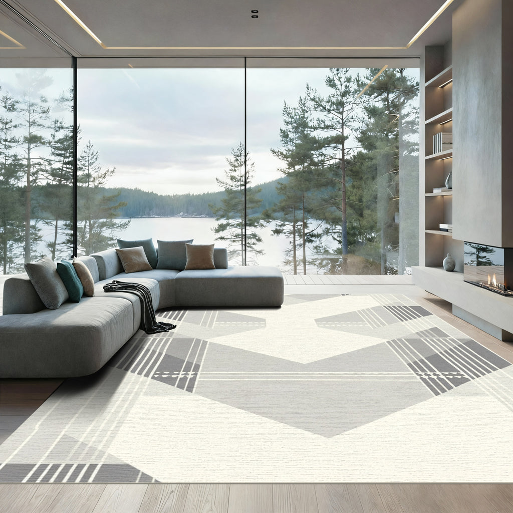 Geometric Abstract Layered Diamond Rug